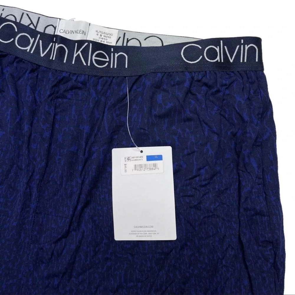 Calvin Klein Ultra Soft Abstract Blue Modal Lounge Jogger Mens Sleepwear XL - Picture 5 of 10